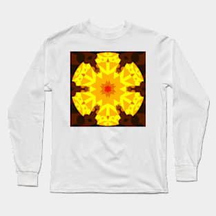 Retro Mandala Flower Yellow and Orange Long Sleeve T-Shirt